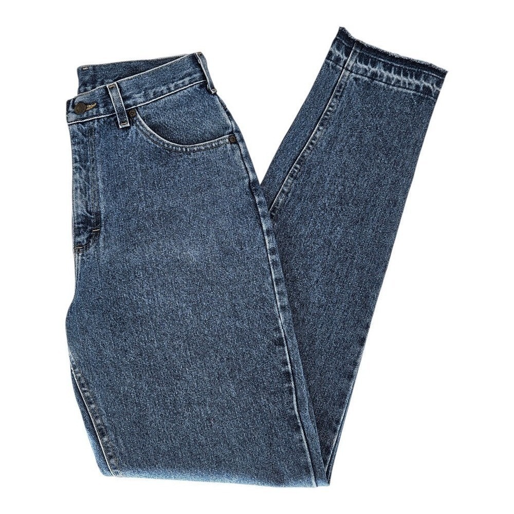 VTG 90s Denim Riders Jeans Womens 10 Long Blue High Waisted Tapered Raw Hem